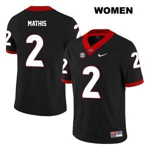 Women's Georgia Bulldogs NCAA #2 D'Wan Mathis Nike Stitched Black Legend Authentic College Football Jersey QNP4854DB